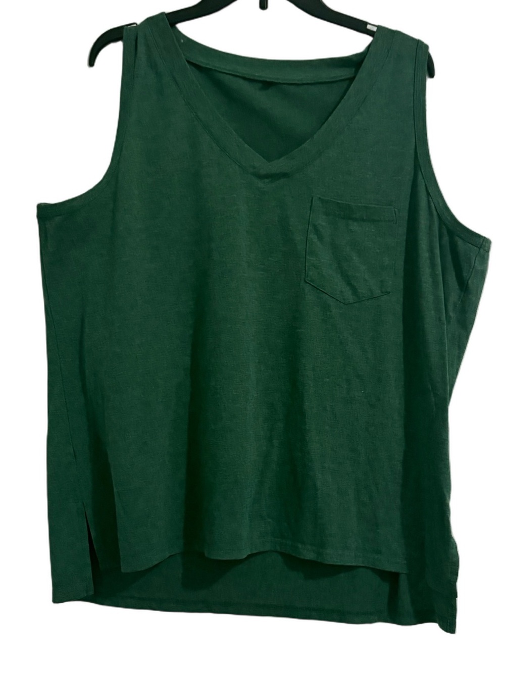 Women’s Green V-Neck Pocket Tank Top